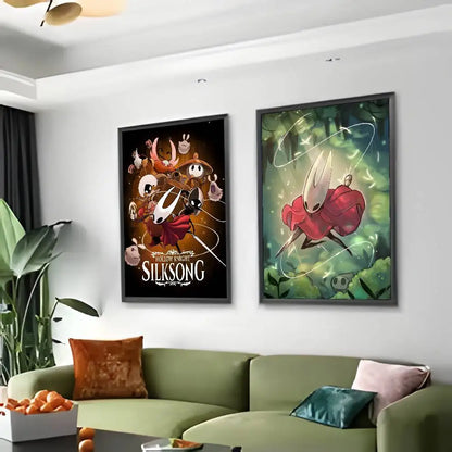 Cute Characte Game Hollow Knight Silksong-Cool Poster Canvas painting with prints Home bedroom living room decoration gift