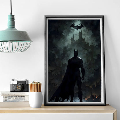 1PC B-Batman Poster Self-adhesive Art Waterproof Paper Sticker Coffee House Bar Room Wall Decor