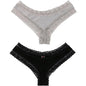 JUNTAME 2pc Solid Comfy Lace Cheeky Panties, Sexy Breathable Stretchy Intimates Panties