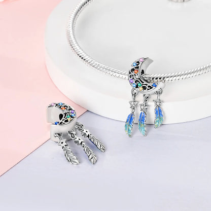 Original Charms 925 Silver Plated Bee Moon Star Pendant Fit Bracelet Making For Woman Fashion Jewelry