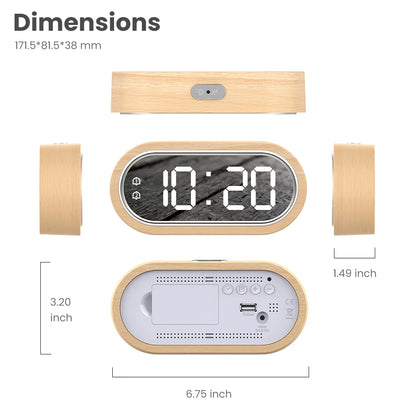 FanJu Digital Clock Alarm Snooze Table Thermometer Electronic USB charger LED Wooden Watch Living room Desk Clocks AAA Powered