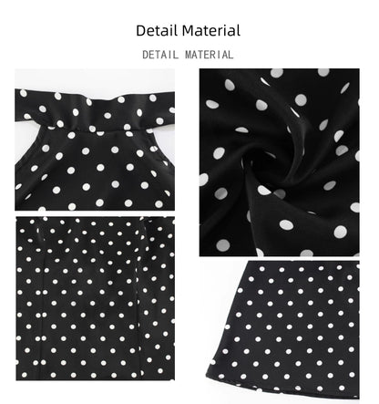 Cnyishe Elegant Temperament Gyaru Polka Dot Print Hanging Neck Dress Slim fit Slimming Young Style A Word Short Skirt