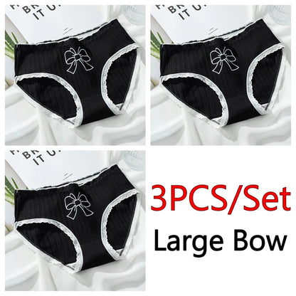 3PCS/set Cotton Bar Girl Panties Butterfly Sexy Design Unique Mid Waist Women Briefs Breathable Girls Underwear Soft Lingerie