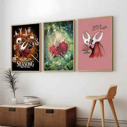 Cute Characte Game Hollow Knight Silksong-Cool Poster Canvas painting with prints Home bedroom living room decoration gift