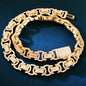 CUC 13mm Byzantine Link Chain Iced Out Cubic Zirconia Yellow Gold Color Men Hiphop Necklace Fashion Rock Jewelry