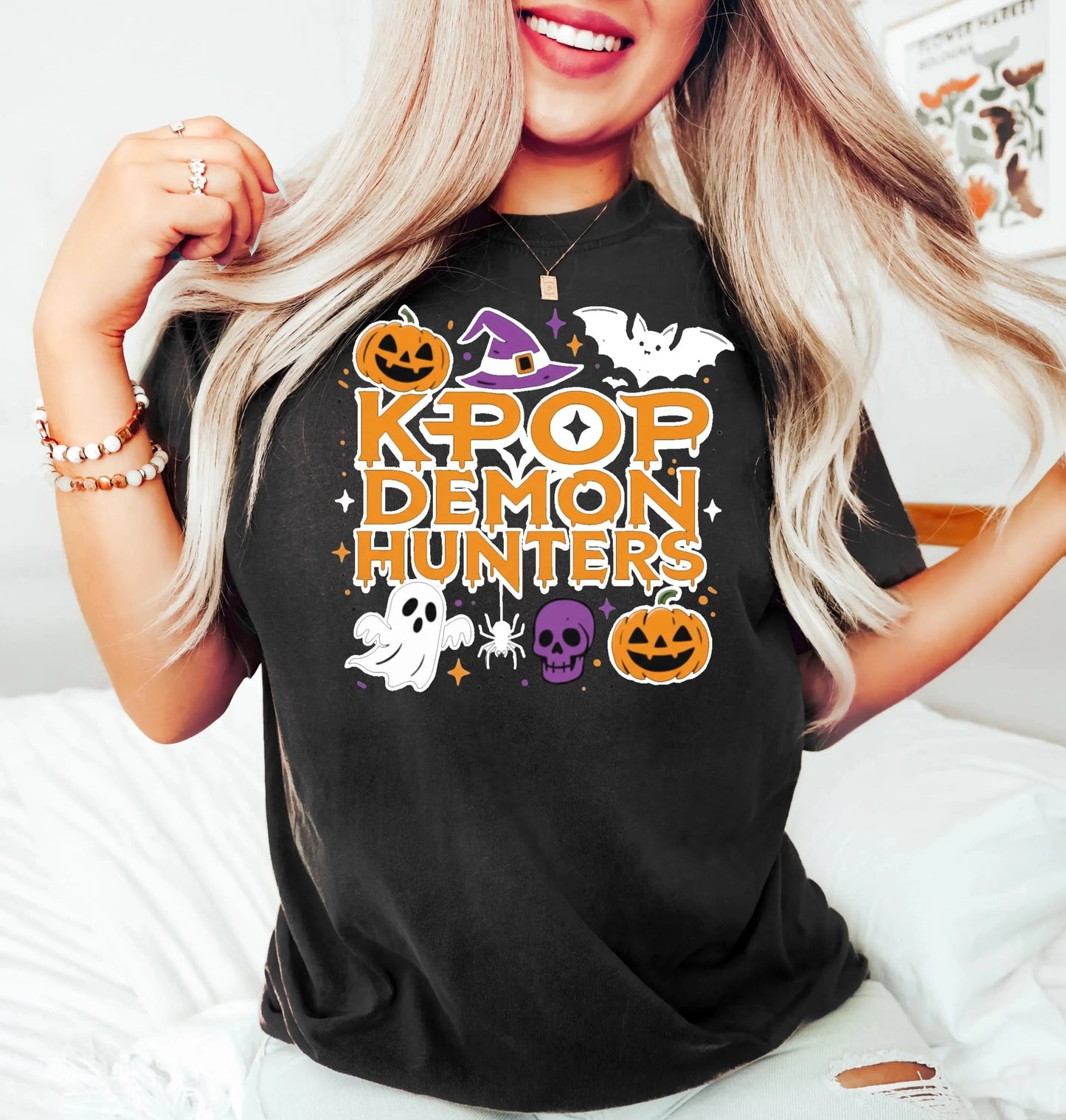 Halloween Kpop Demon Hunters T Shirt Halloween Huntrix Anime Idols Comfort Color Unisex Youth Shirt Kpop Movie Fan Shirt
