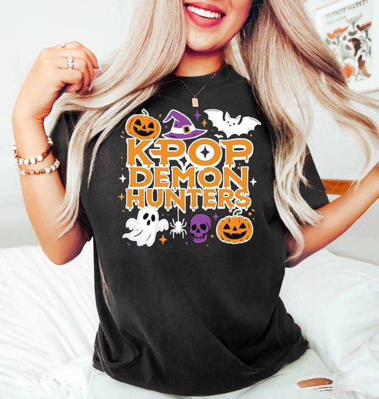 Halloween Kpop Demon Hunters T Shirt Halloween Huntrix Anime Idols Comfort Color Unisex Youth Shirt Kpop Movie Fan Shirt