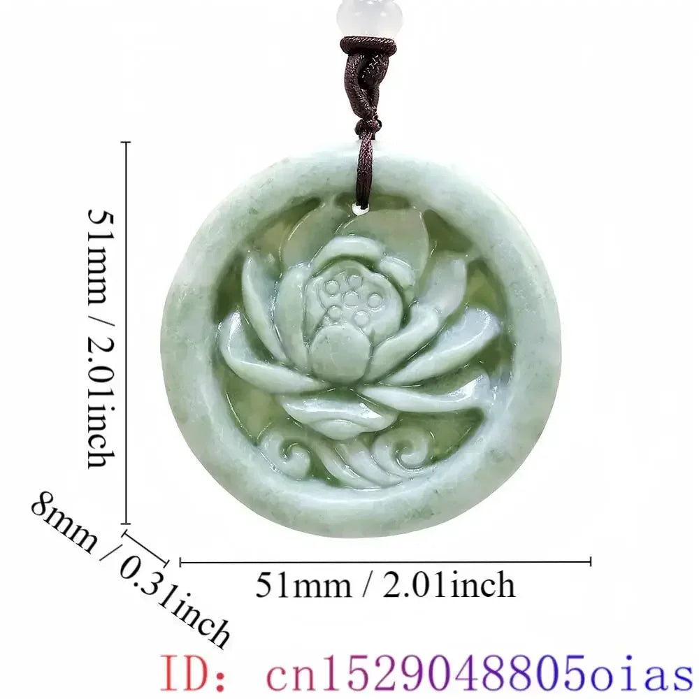 Light Green Natural Jade Flower Heart Pendant Necklace Real Jewellery Carved Gemstone Fashion Charm Amulet Gifts for Women Men