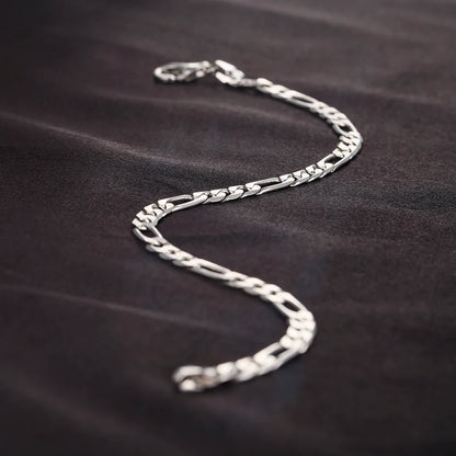 S925 Sterling Silver Bracelet Men Sideways Figaro Jewelry Curb Cuban Bracelets HipHop Style Horse Whip Chain Gift Stock in USA