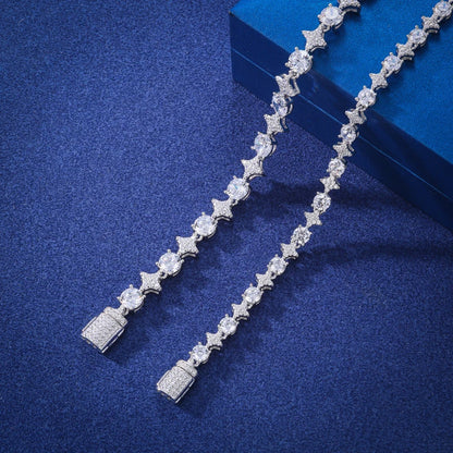 High Quality Iced Out Moissanite Star Tennis Chain Bracelets for Women Men Solid 925 Sterling Silver Fine Unisex Jewelry Gifts