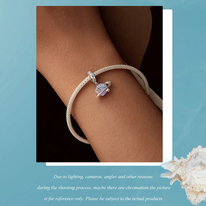 Bamoer 100% 925 Sterling Silver Romantic Crystal Butterfly Iris Charm For Women Fit Bracelet DIY Necklace Fine Jewelry Gift