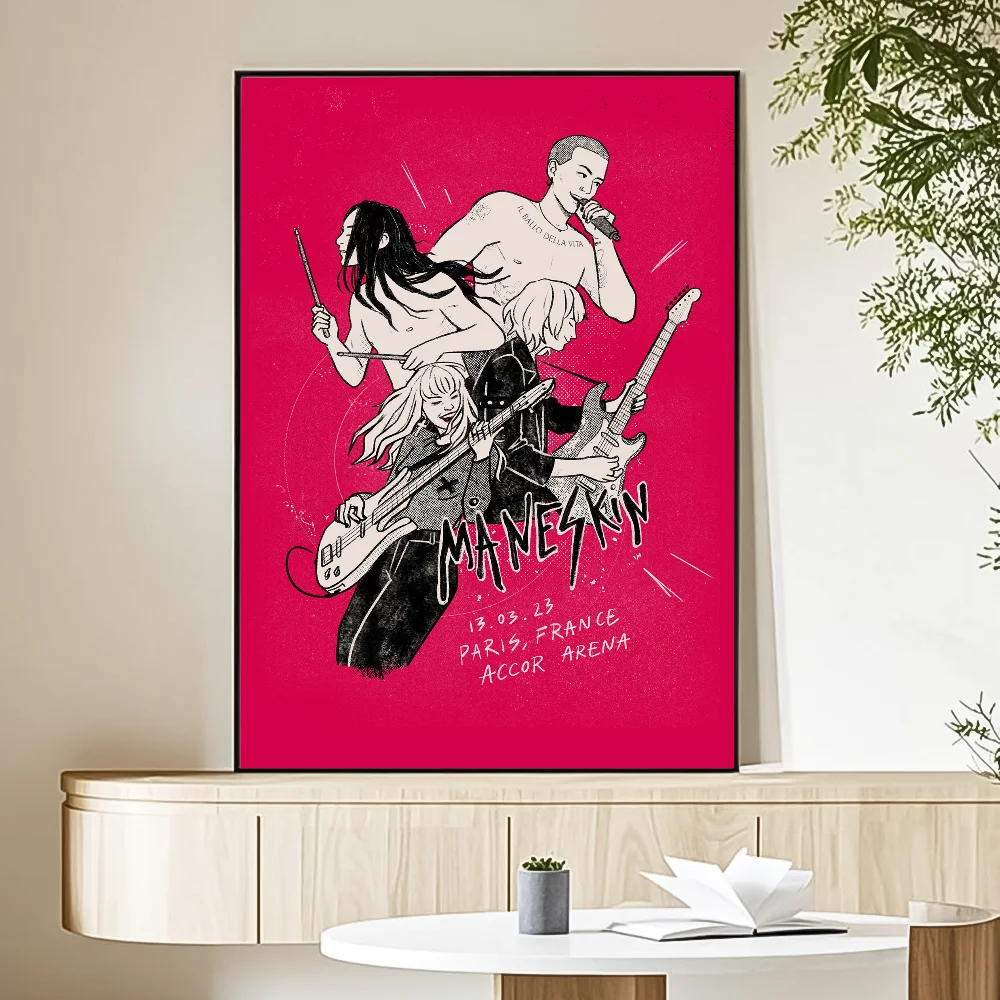 M-Maneskin D-Damiano David Band Poster HD Art Sticky Wall Waterproof Home Living Room Bedroom Bar Aesthetic Decoration
