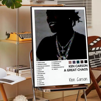 Pop Singer Ken Carson A Great Chaos Poster Poster Paper Print Home Living Room Bedroom Entrance Bar Cafe Art Painting Decoration