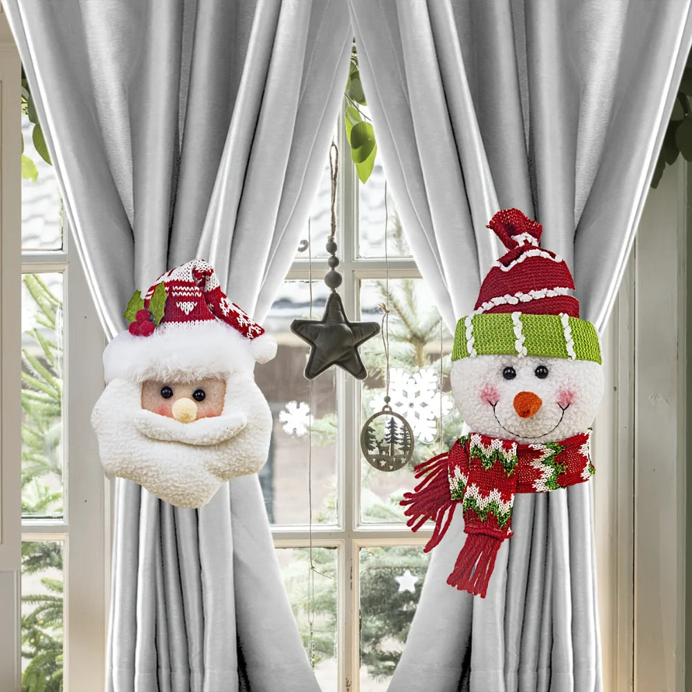 New Christmas Curtain Paste Creative  Santa Claus Curtains Pastes Adjustable Curtain Paste Decorative Drapes Curtain Accessoires