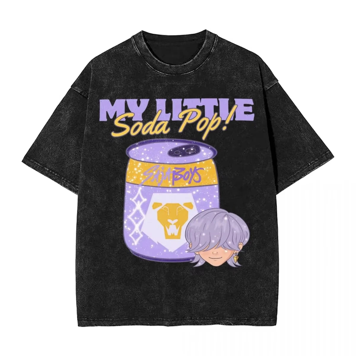 Oversized Washed T-Shirt My Little Soda Pop Saja Boys KPop Demon Hunters
