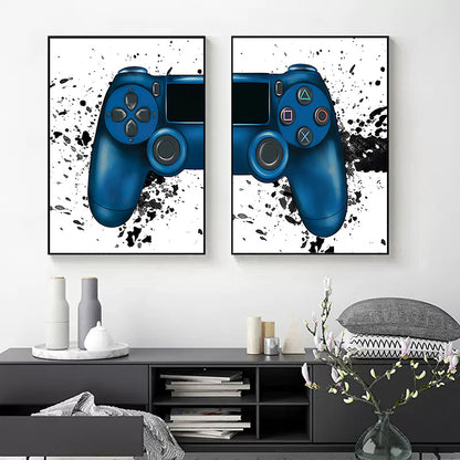 Gamepad Abstract Poster Canvas Painting Print Wall Art Picture Game Player Children'S Room Decorative Painting Boy Gift