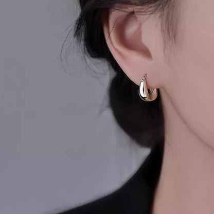 925 Sterling Silver Hoops Earrings for Women Fashion Simple Chunky Round Circle Drop Earring Prevent Allergy Jewelry Party Gifts