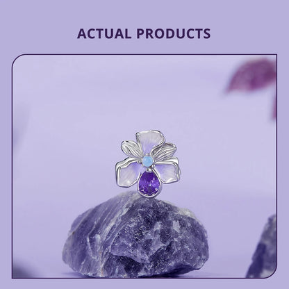 Bamoer 100% 925 Sterling Silver Romantic Crystal Butterfly Iris Charm For Women Fit Bracelet DIY Necklace Fine Jewelry Gift