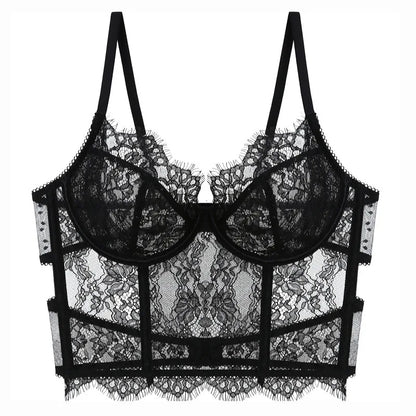 Full Lace Embroidery Ultra-Thin Transparent Intimates Push Up Pure Desire Soft Steel Ring Anti Saggging Underwear Low Waist