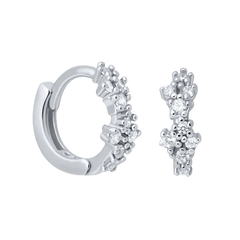 Luxury 925 Sterling Silver Ear Needle Flower Colorful Crystal Gold Earring For Women Hoop Earrings Trend Jewelry  Accessories