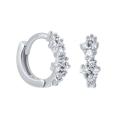 Luxury 925 Sterling Silver Ear Needle Flower Colorful Crystal Gold Earring For Women Hoop Earrings Trend Jewelry  Accessories