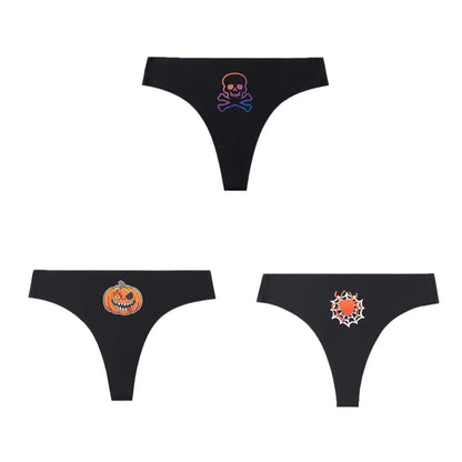 3PCS Halloween Women's Panties Charming Thongs Female Breathable Soft Sexy Lingerie