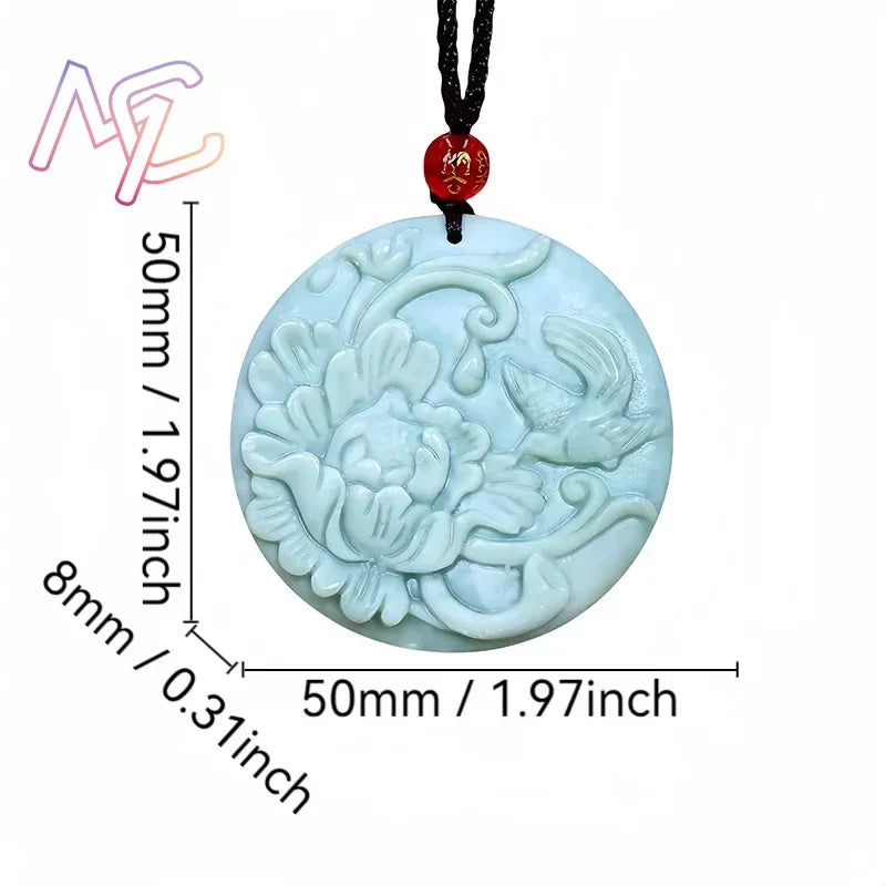 Light Green Natural Jade Flower Heart Pendant Necklace Real Jewellery Carved Gemstone Fashion Charm Amulet Gifts for Women Men