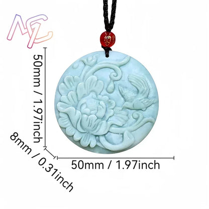 Light Green Natural Jade Flower Heart Pendant Necklace Real Jewellery Carved Gemstone Fashion Charm Amulet Gifts for Women Men