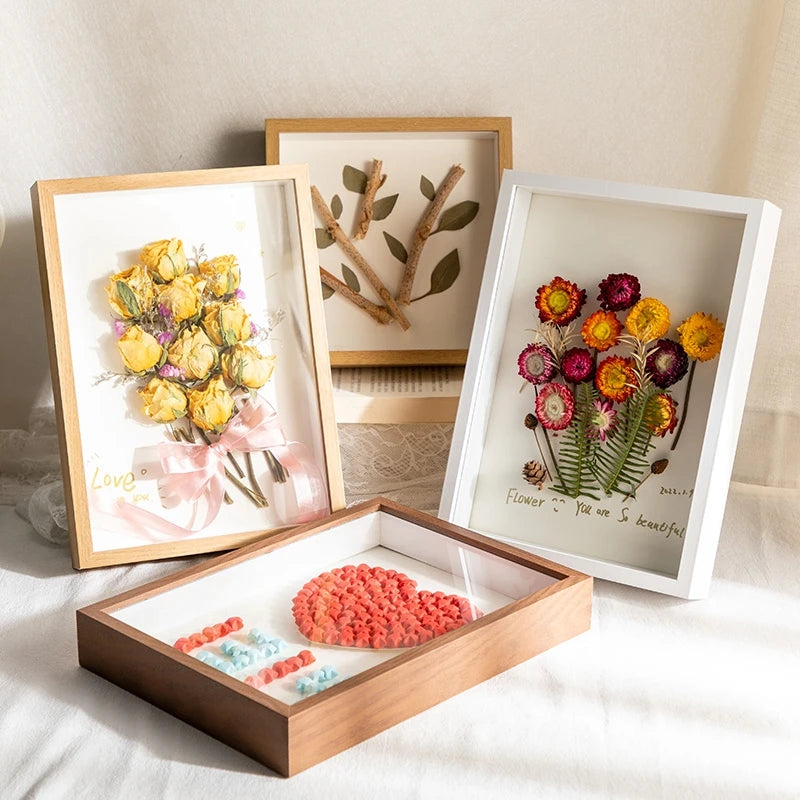 DIY 3D Dried Flower Photo Frames Specimen Stand for Home Decor Desktop Ornment Decoração Para Sala Clear Photo Frame Mini Frame