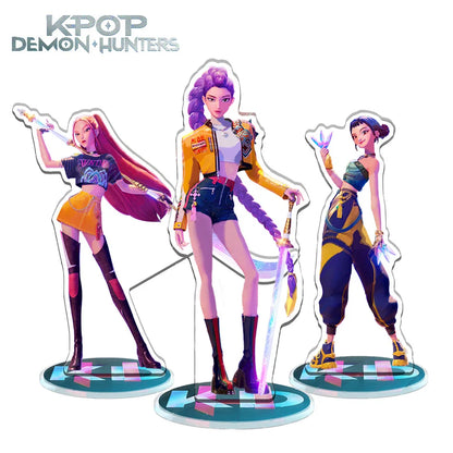 KPop Demon Hunters Standing Up Ornament Acrylic Superstar Desktop Stand Decor Anime Figures Craft Creative Gifts for Fan Lover