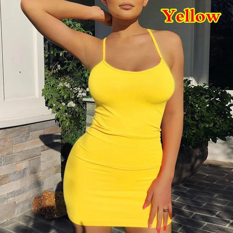 Summer Spaghetti Strap Mini Dress Women