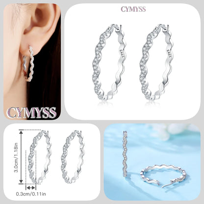 CYMYSS 2025 New 925 Sterling Silver Classic Hollow-out Versatile Hoop Earrings for Women Fine Jewelry Ideal Birthday Party Gifts