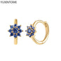 Luxury 925 Sterling Silver Ear Needle Flower Colorful Crystal Gold Earring For Women Hoop Earrings Trend Jewelry  Accessories