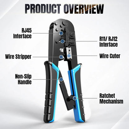 RJ45 Crimper RJ11 RJ45 Crimping Tool Ethernet Network LAN Cable Crimper Cutter Stripper Plier for 6P 8P RJ11 RJ12 RJ45