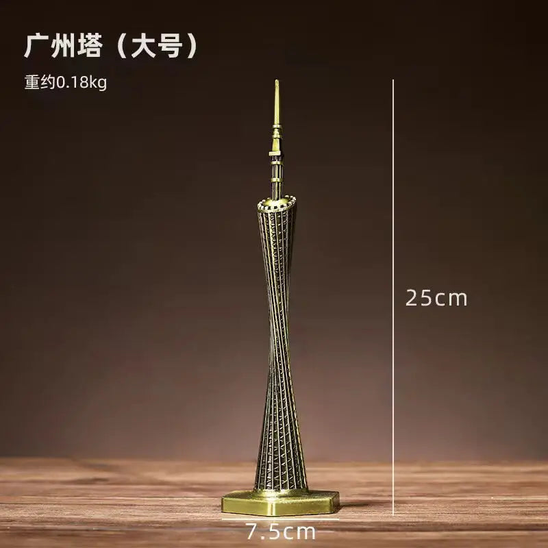 Iron Landmark Building Model Eiffel Tower Oriental Pearl Creative Home Decor Living Room Decorations Metal Ornaments