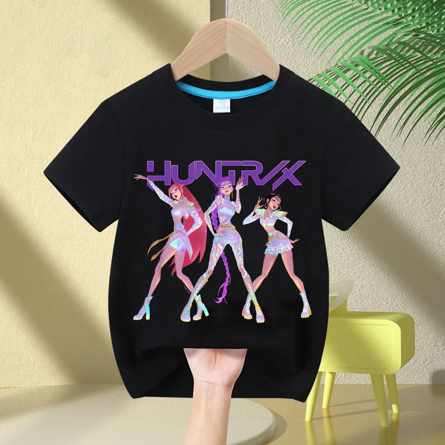 KPop Demon Hunters Rumi Zoey Mira Neck Cartoon Kids T-shirt