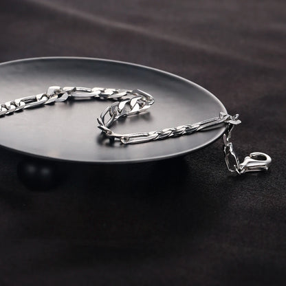 S925 Sterling Silver Bracelet Men Sideways Figaro Jewelry Curb Cuban Bracelets HipHop Style Horse Whip Chain Gift Stock in USA