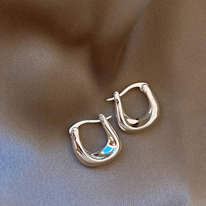 925 Sterling Silver Hoops Earrings for Women Fashion Simple Chunky Round Circle Drop Earring Prevent Allergy Jewelry Party Gifts