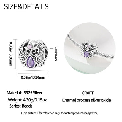 Hot Sale 925 Silver Retro Heart Shape Lotus Angel Charm Beads Fit Pandach Original DIY Bracelets Birthday Gifts Fine Jewelry