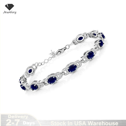 925 Sterling Silver Oval Gemstone Birthstone Tennis Bracelet for Women Fine Jewelry Gifts for Her Mom Women Wife USA Warehouse