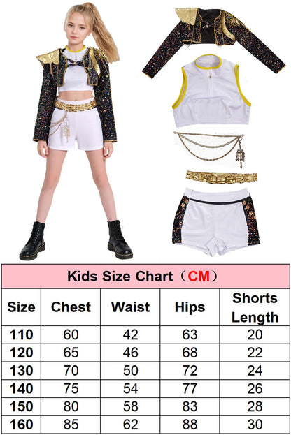 Children Zoey Mira Rumi Demon Hunters Cosplay Costume Kid Girls Disguise Halloween K-POP Group Idol