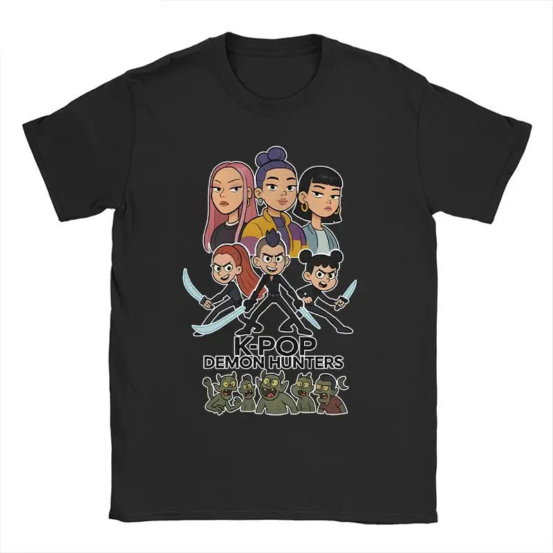 Men's T-shirt New American Harajuku Style K-pop Demon Hunter Tiger and Bird Demon Hunter Tiger Print T-shirt streetwear Unisex