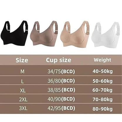 Large Size Seamless Underwear Women's Full Cup Adjustable Big Breast Revealing Small Breast Reduction Bra