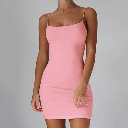 Summer Spaghetti Strap Mini Dress Women