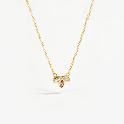 ANDYWEN 925 Sterling Silver Gold Three Zircon Queen Flower Pendant Necklace Long Choker Women Wedding Luxury FineJewelry Gift