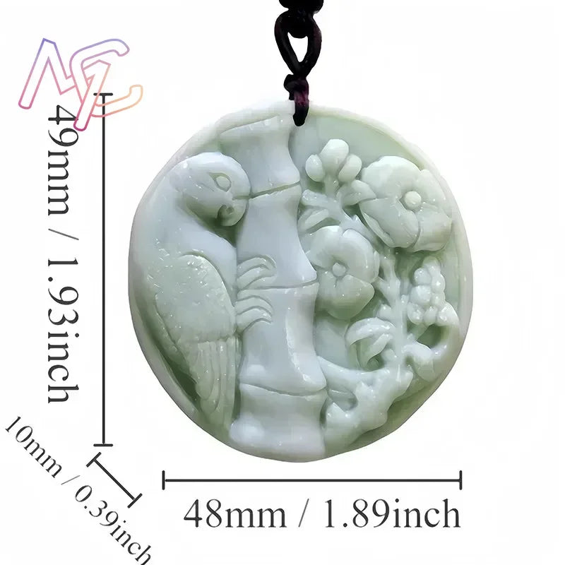 Light Green Natural Jade Flower Heart Pendant Necklace Real Jewellery Carved Gemstone Fashion Charm Amulet Gifts for Women Men