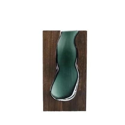 Flower Arrangement Bottle Wooden Glass Vase Creative Modern Hydroponic Flower Holder Exquisite Transparent Flower Pot Homestay