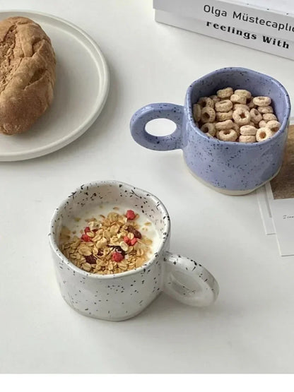 250ml Ceramic Mug Ring Handl Coffee Milk Modern Print Porcelain Mug Handmade Ceramic Hot Chocolate Cup Couple Handgrip Cups