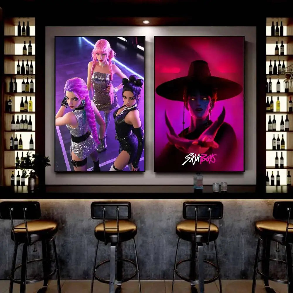 1PC Movie KPop Demon Hunters  Poster Sticky Decorative poster print painting wall art modern stylish Coffee House decor
