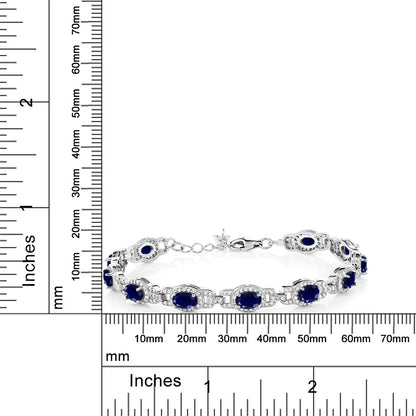 925 Sterling Silver Oval Gemstone Birthstone Tennis Bracelet for Women Fine Jewelry Gifts for Her Mom Women Wife USA Warehouse